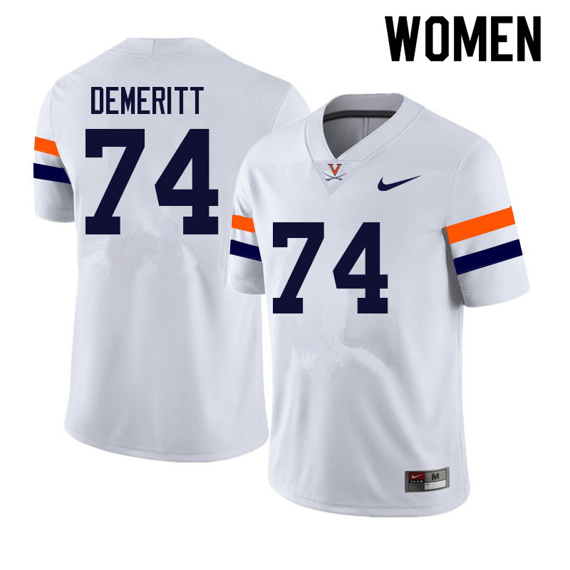 Women #74 Noah DeMeritt Virginia Cavaliers College Football Jerseys Sale-White - Click Image to Close